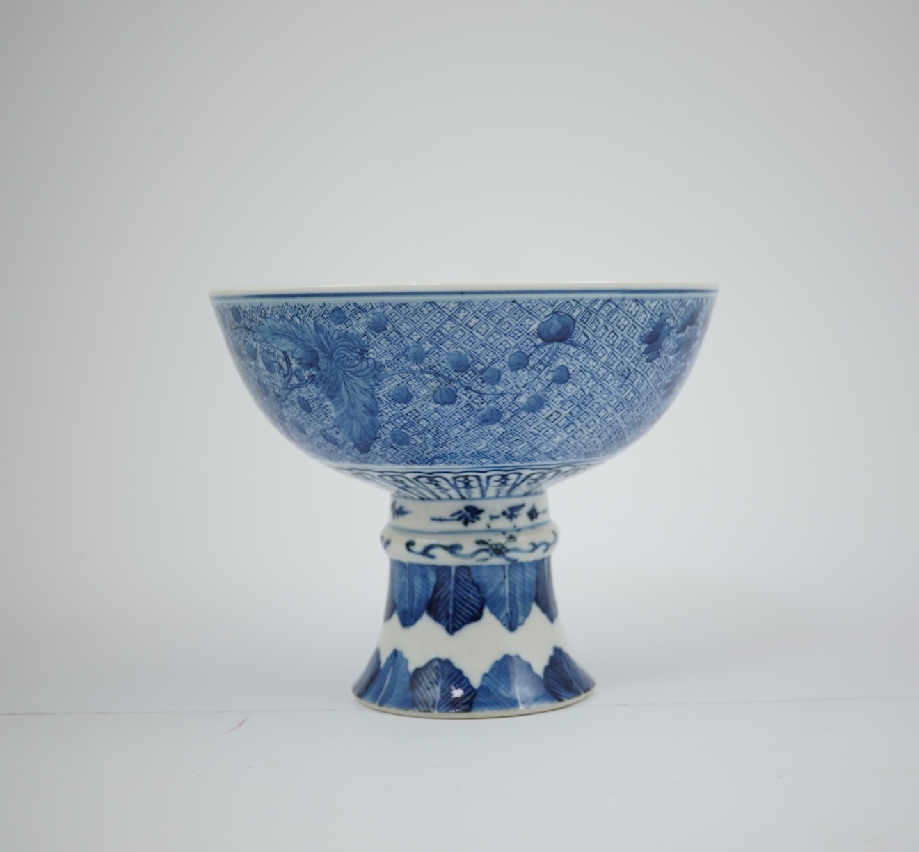 A Chinese blue and white ‘dragon’ stem bowl, Guangxu six character mark and of the period (1875-1908)